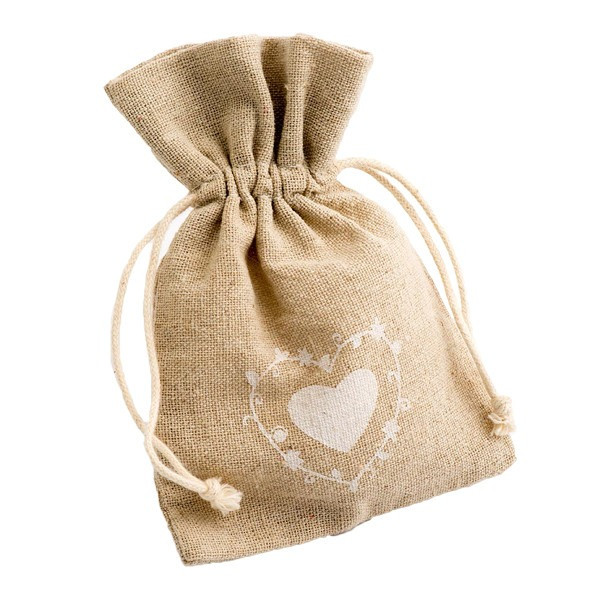 Large Hearts Hessian Favour Bags