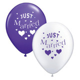 Just Married Purple & White Balloons (10 pack)
