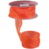 Orange Woven Edge Organza 38mm 
