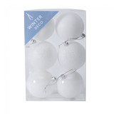 8cm White Shatterproof Baubles (x6) 8cm White Shatterproof Baubles (x6)