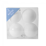 10cm White Shatterproof Baubles (x4) 10cm White Shatterproof Baubles (x4)