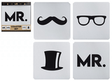 Mr Mans B/W Print Coasters Mr Mans B/W Print Coasters