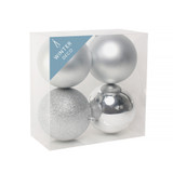 Silver Shatterproof Baubles (12cm) (4 pieces) Silver Shatterproof Baubles (12cm) (4 pieces)
