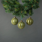 Kaia 8cm Glass Green Velvet Bauble (Set of 4)