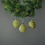 Aine 8cm Glass Velvet Diamond Green Bauble (Set of 4)