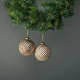 Lorelle 10cm Glass Diamond Bauble Copper Gold (Set of 4)