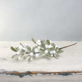 Frosted White Berry Spray With Leaves Frosted White Berry Spray With Leaves
