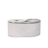 Glitter ribbon 63mm x 10 yards white wire edge Glitter ribbon 63mm x 10 yards white wire edge