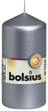Silver Bolsius Pillar candle  (120mm x 58mm)