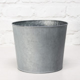 Round Antique Grey Zinc Pot with Whitewash (23cm)