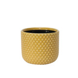 Painted Yellow Pot with Debossed Dots - Stoneware (13cm)