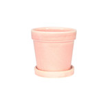 Vintage Pink-Stoneware Painted Pot with Saucer (10x10cm) Vintage Pink-Stoneware Painted Pot with Saucer (10x10cm)
