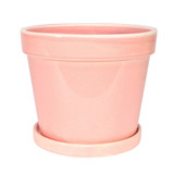 Vintage Pink-Stoneware Painted Pot with Saucer (20x17cm) Vintage Pink-Stoneware Painted Pot with Saucer (20x17cm)