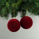 10cm Red Velvet Baubles (Set of 4) 10cm Red Velvet Baubles (Set of 4)