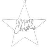 Merry Christmas Silver Metal Star (40cm)