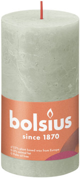 Foggy Green Bolsius Rustic Shine Pillar Candle (130 x 68mm)