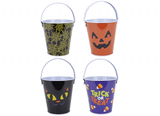 Printed Halloween Tin Candy Buckets (Assorted) Printed Halloween Tin Candy Buckets (Assorted)