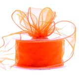 Orange Wired Chiffon Ribbon 50mm 