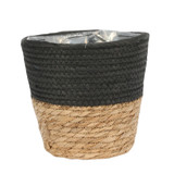 Round Two-Tone Seagrass and Black Paper Basket (23cm) Round Two-Tone Seagrass and Black Paper Basket (23cm)