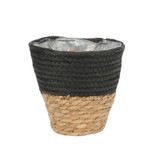 Round Two Tone Seagrass and Black Paper Basket (19cm) Round Two Tone Seagrass and Black Paper Basket (19cm)