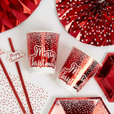 Merry Christmas Red & White Dots Cup (Pack of 8)