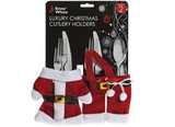 Set Of 2 Luxury Christmas Cutlery Holders On Backing Crd Set Of 2 Luxury Christmas Cutlery Holders On Backing Crd
