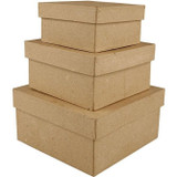 Set of Three Square Boxes (brown) Set of Three Square Boxes (brown)