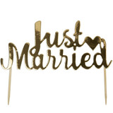 Scripted Just Married Gold Cake Topper Scripted Just Married Gold Cake Topper