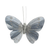 11.5cm Shaded Silver Feather & Glitter Butterfly (Pack of 12) 11.5cm Shaded Silver Feather & Glitter Butterfly (Pack of 12)