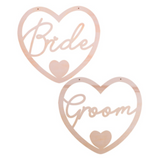 Heart Shaped Wooden Mr & Mrs Chair Signs Heart Shaped Wooden Mr & Mrs Chair Signs