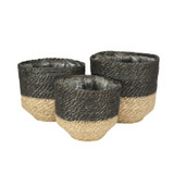 Set of 3  Jute Basket  with Liner (Natural & Grey)