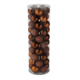 48 Brown Baubles in Matt, Shiny & Glitter Finish (10cm)
