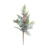 Frosted Foliage & Red Berries Pick (H38cm) Frosted Foliage & Red Berries Pick (H38cm)