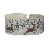 Natural Ribbon with Reindeer and Musical Notes (63mm x 10yd) Natural Ribbon with Reindeer and Musical Notes (63mm x 10yd)