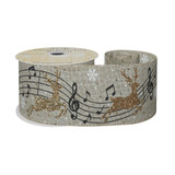 Natural Ribbon With Gold Reindeer and Musical Notes (63mm x 10yd) Natural Ribbon With Gold Reindeer and Musical Notes (63mm x 10yd)
