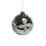 Glass Pewter Bauble with Flowers (10cm) Glass Pewter Bauble with Flowers (10cm)