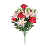 Red Pembroke Rose and Lily Mixed Bunch Red Pembroke Rose and Lily Mixed Bunch