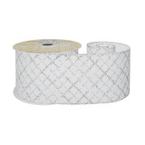 White Wired Ribbon with Silver Diamond Detailing (63mm x 10 yards) 