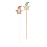 Santa Star Wooden Pick (Pack of 10) Santa Star Wooden Pick (Pack of 10)