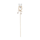 Silver Reindeer Wooden Pick with Bell (50cm) 