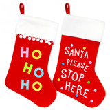 Christmas Text Stocking with Pompoms (Assorted Designs) Christmas Text Stocking with Pompoms (Assorted Designs)
