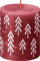 Bolsius Rustic Delicate Red Silhouette Pillar Candle with Tree (80mm x 68mm) 