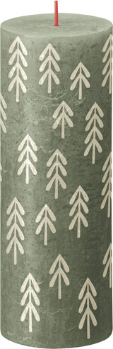 Bolsius Rustic Fresh Olive Silhouette Pillar Candle with Tree (190mm x 68mm) 