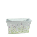 Zinc Rectangle Trough with Lavender Print (H13 x L25cm)