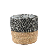 Natural & Black Seagrass Basket (14cm x 15cm) Natural & Black Seagrass Basket (14cm x 15cm)