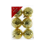 Pack of 6 Gold Disco Ball Baubles (6cm)