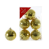 Pack of 6 Gold Disco Ball Baubles (6cm)