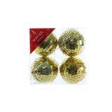 Pack of 4 Gold Disco Ball Baubles (10cm)