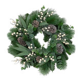 Mixed Pine Wreath with White Berries (60cm) Mixed Pine Wreath with White Berries (60cm)