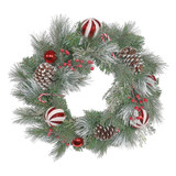 Red and White Candy Cane Wreath (55cm) Red and White Candy Cane Wreath (55cm)